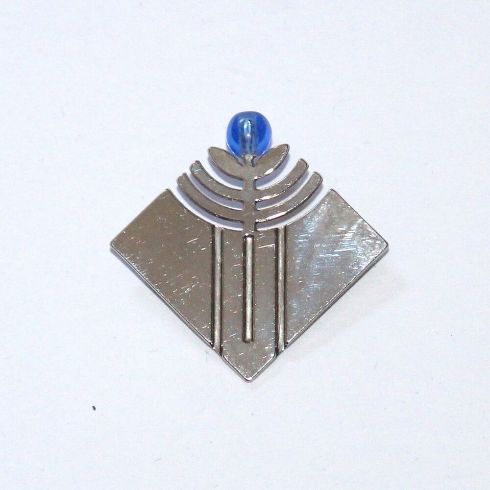 Frank Lloyd Wright Brooch April Showers geometric silver tone metal blue